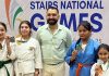 J&K athletes excelled at the STAIRS National Games 2025, held at Talkatora and Tyagraj Stadiums. Shriram Club clinched 1st Runner-up in Under-19 Volleyball, while Aadrika Sharma, Aradhya Sharma, Heether Sadhu and Rashi Kotru secured Silver medals in Karate. The team was led by Gulshan Rattan (Chief Sports Coordinator) and coached by Ravi Thakur and Sat Pal.