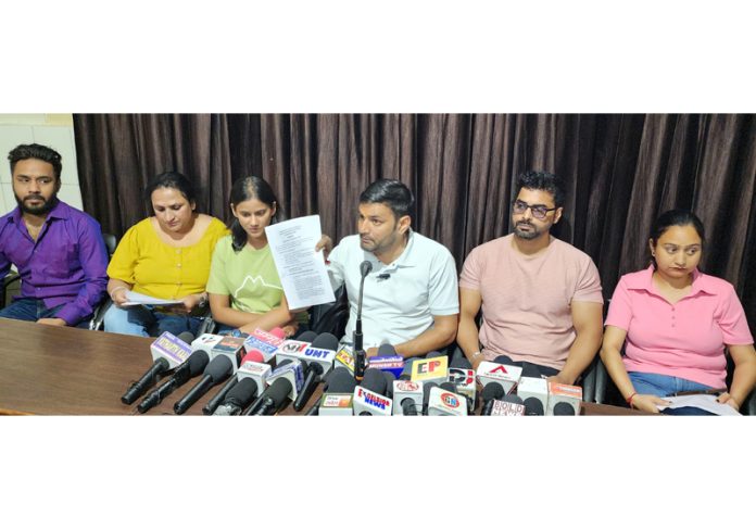 Sports achievers from J&K during a press conference at Jammu on Monday.-Excelsior/Rakesh Sports achievers from J&K during a press conference at Jammu on Monday.-Excelsior/Rakesh