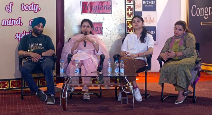 Dr. Amandeep Kour Anand, accompanied by her team of doctors, addresses students during a seminar on Menstruation and Personal Hygiene at BOMIS Jammu. Dr. Amandeep Kour Anand, accompanied by her team of doctors, addresses students during a seminar on Menstruation and Personal Hygiene at BOMIS Jammu.