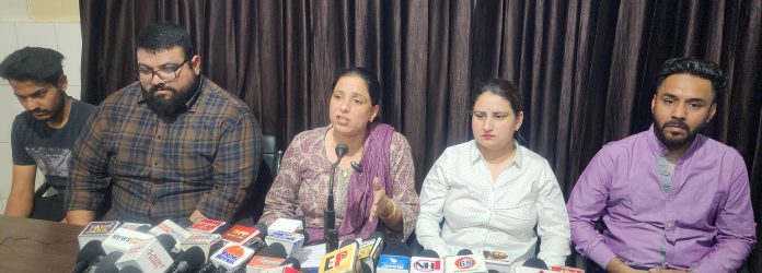 Outstanding sportspersons addressing press conference inJammu on Thursday. - Excelsior/Rakesh