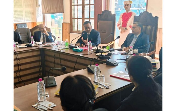 Chief Justice Arun Palli chairing a meeting at District Court Complex Srinagar on Tuesday. Chief Justice Arun Palli chairing a meeting at District Court Complex Srinagar on Tuesday.