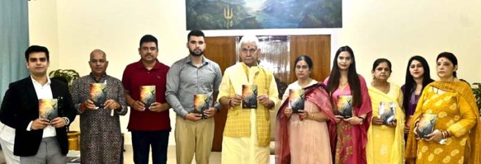 LG Manoj Sinha along with others releasing a hindi poetry book 'Rubaroo' on Thursday. LG Manoj Sinha along with others releasing a hindi poetry book 'Rubaroo' on Thursday.