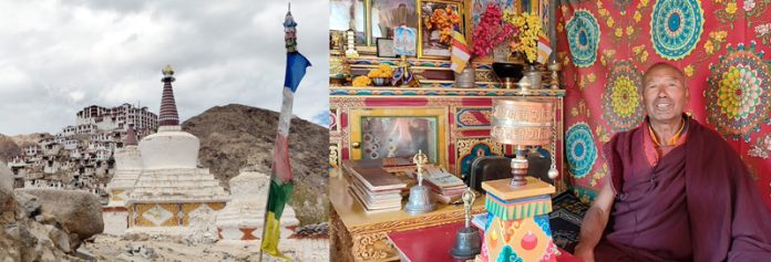 Chemrey Monastery in Leh (L) and an elder monk Ngawang Gyatso (R). Chemrey Monastery in Leh (L) and an elder monk Ngawang Gyatso (R).