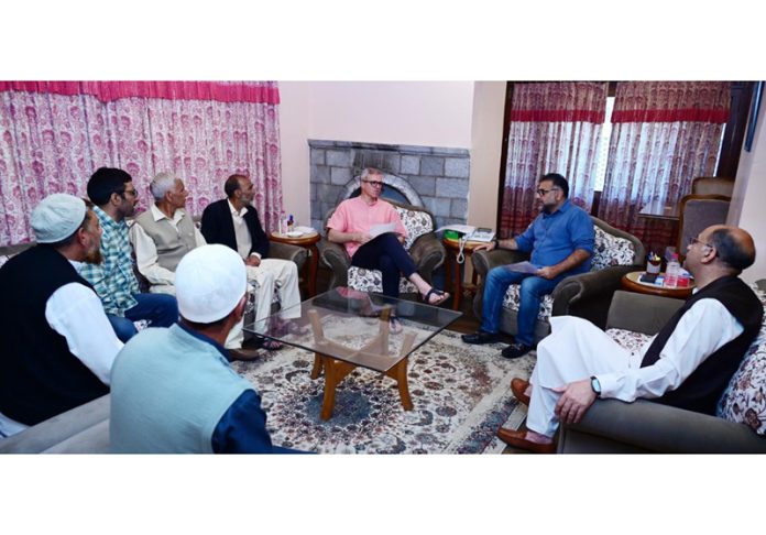 CM Omar Abdullah meeting delegations at Raabita Office in Srinagar on Friday. CM Omar Abdullah meeting delegations at Raabita Office in Srinagar on Friday.