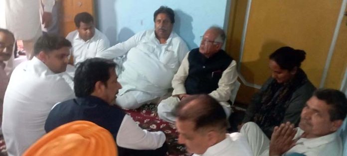 JKPCC chief TH Karra, senior Cong leaders GA Mir and Raman Bhalla during visit to DDC, Dr Raj Kumar Thapas house in Jammu. JKPCC chief TH Karra, senior Cong leaders GA Mir and Raman Bhalla during visit to DDC, Dr Raj Kumar Thapas house in Jammu.