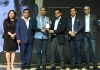 J&K Bank CISO Muneer Hassan Kongawani receiving an award in Goa on Monday.