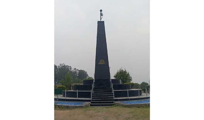 Balidan Stambh at Veer Bhumi Park, Samba. -Excelsior/ Nischant Balidan Stambh at Veer Bhumi Park, Samba. -Excelsior/ Nischant
