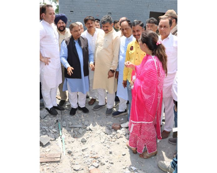 BJP delegation led by Sat Sharma during visit to shelling affected border villages in RS Pura on Saturday. BJP delegation led by Sat Sharma during visit to shelling affected border villages in RS Pura on Saturday.
