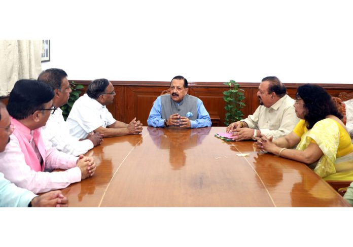 A high-level national team of Indian Medical Association (IMA) calling on Union Minister Dr Jitendra Singh at North Block, New Delhi on Wednesday.