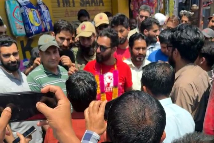 AAP MLA Mehraj Malik during visit to border area of Rajouri.