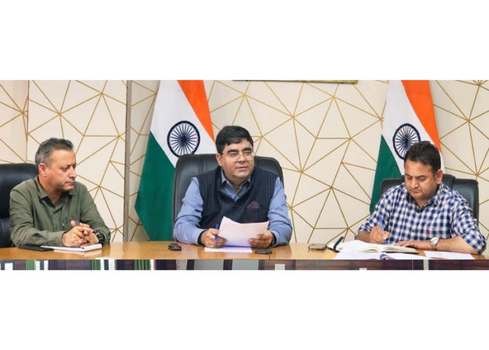 DC Kishtwar, Rajesh Kumar Shavan chairing a meeting on Saturday. DC Kishtwar, Rajesh Kumar Shavan chairing a meeting on Saturday.