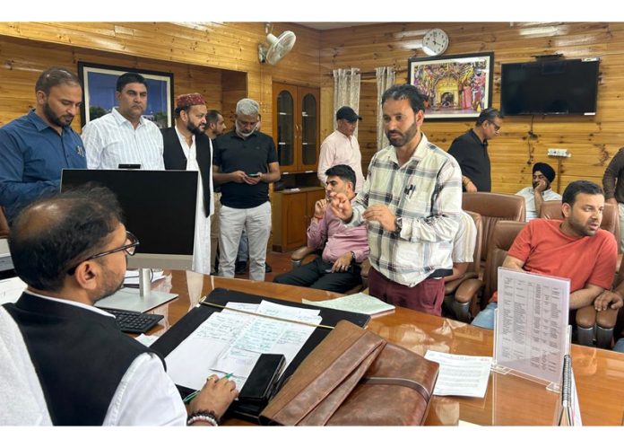 Minister Satish Sharma meeting with a delegation on Wednesday. Minister Satish Sharma meeting with a delegation on Wednesday.