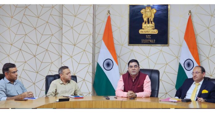 DC Kishtwar Rajesh Kumar Shavan chairing a meeting on Thursday. DC Kishtwar Rajesh Kumar Shavan chairing a meeting on Thursday.