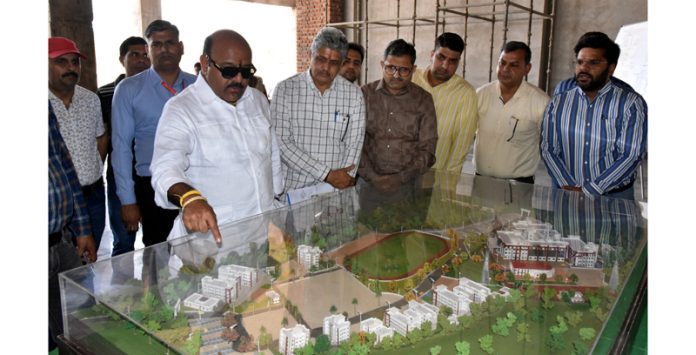 DyCM Surinder Choudhary assessing the status of works in GMC Udhampur. DyCM Surinder Choudhary assessing the status of works in GMC Udhampur.