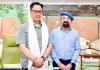 CEC Dr Mohammad Jaffer Akhoon with Union Minister Kiren Rijiju in Delhi on Thursday.