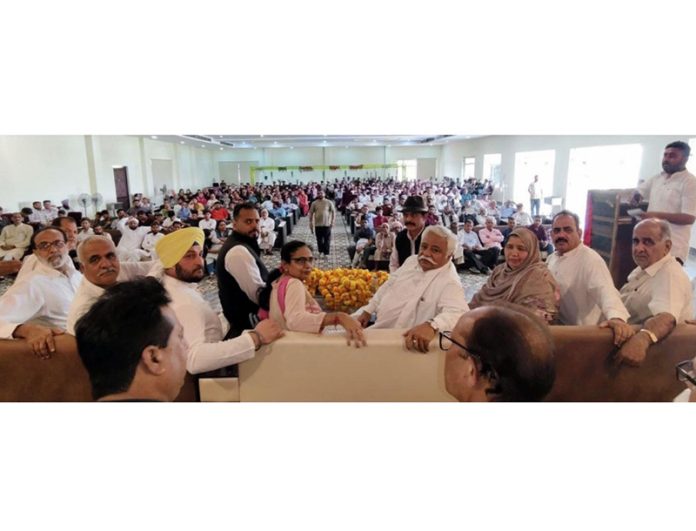 Senior NC leader Ajay Kumar Sadhotra with other party leaders in YNC rally in Samba. Senior NC leader Ajay Kumar Sadhotra with other party leaders in YNC rally in Samba.