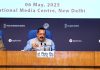 Union Minister Dr. Jitendra Singh briefing the media about the status of ISRO’s “Gaganyaan” programme at National Media Centre, New Delhi on Tuesday. Also seen is ISRO Chairman Dr V. Narayanan.