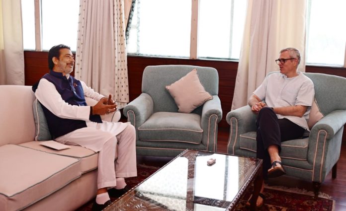 CLP leader, GA Mir during meeting with Chief Minister, Omar Abdullah in Srinagar on Thursday. CLP leader, GA Mir during meeting with Chief Minister, Omar Abdullah in Srinagar on Thursday.