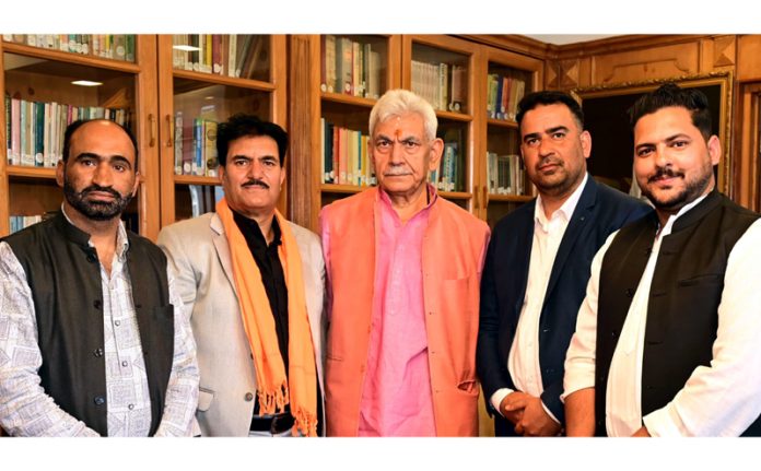 LG Manoj Sinha meeting with the delegation on Sunday.