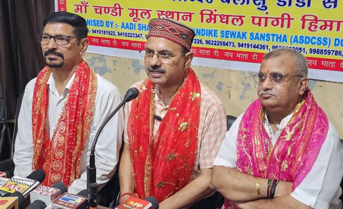 Prof Daljeet Singh Manhas, president of ASDCSS addressing a press conference in Jammu. -Excelsior/Rakesh