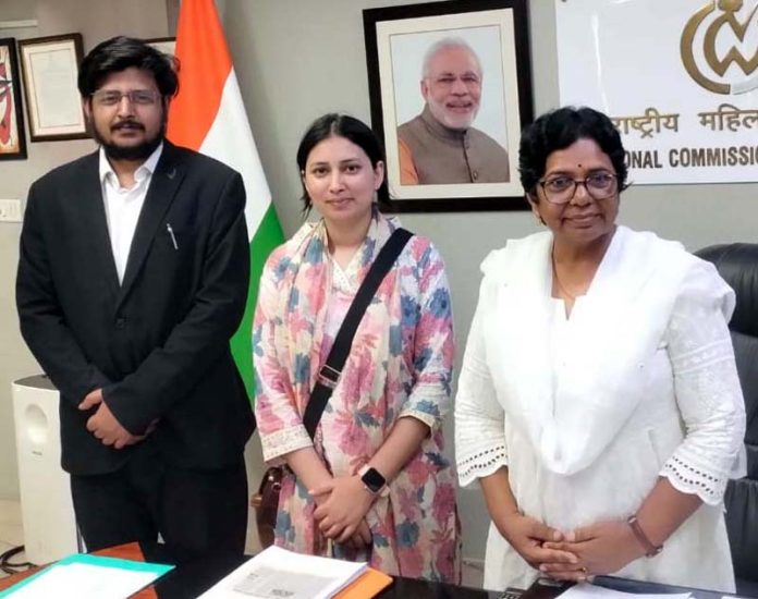 Advocates Meenu Padha and Nikhil Padha with NCW Chairperson Vijaya Rahatkar in New Delhi.