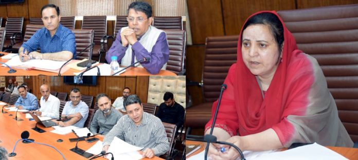 Minister Sakeena Itoo chairing a meeting on Thursday.