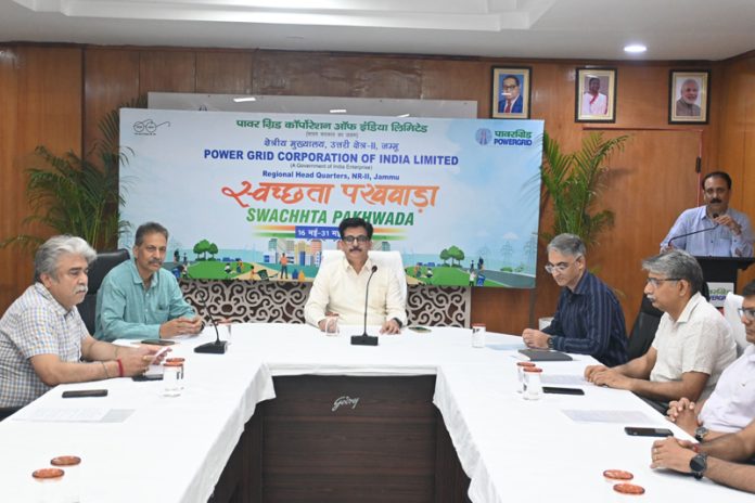 POWERGRID Northern Region-II Circle employees discussing Swachhata Pakhwada arrangements in Jammu on Saturday.