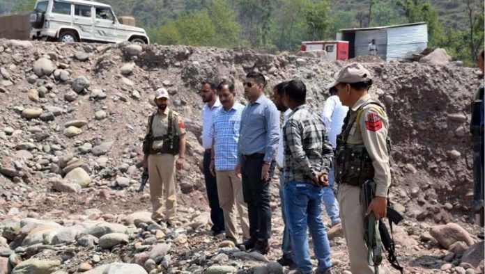 DDC Vikas Kundal inspecting progress of work at Poonch on Wednesday. DDC Vikas Kundal inspecting progress of work at Poonch on Wednesday.