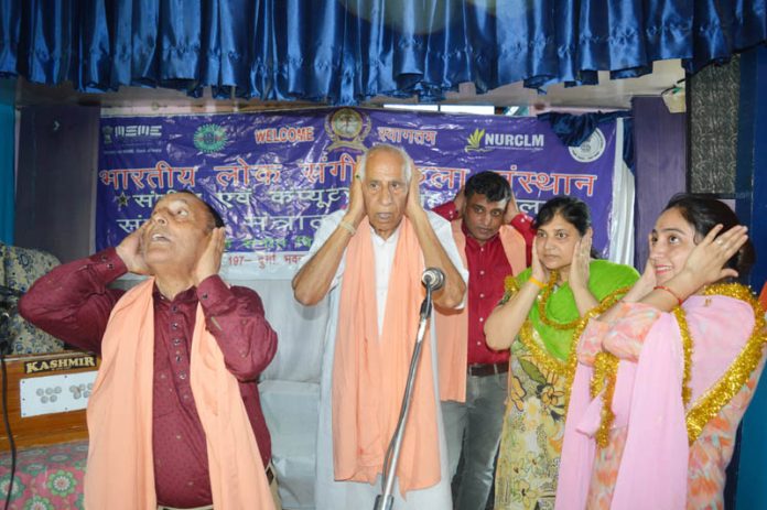 Artists performing during a musical play in Jammu on Monday. Artists performing during a musical play in Jammu on Monday.