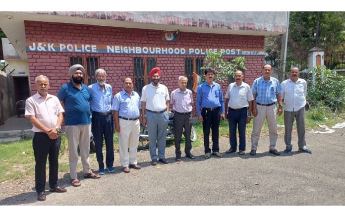 Retired police personnel during monthly meeting in Jammu on Monday.