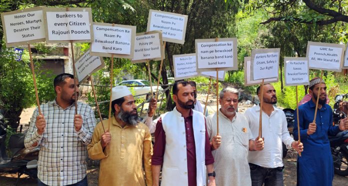 Social activists from Pir Panjal staging protest in Jammu on Monday. —Excelsior/Rakesh