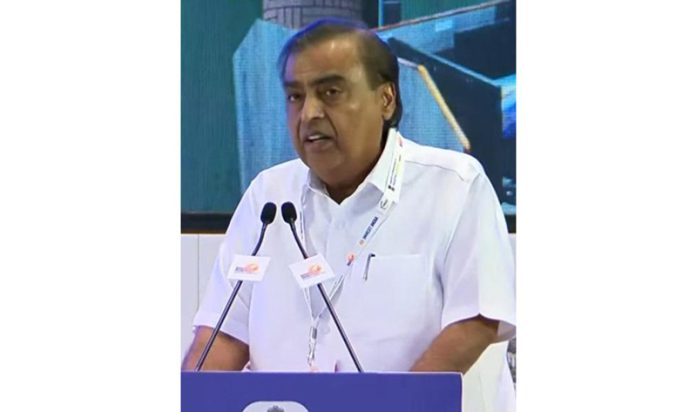 Mukesh Ambani, Chairman of RIL addressing during a function on Friday.