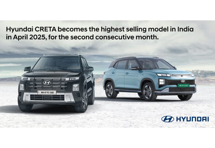 Hyundai CRETA tops sales charts again in April 2025 Hyundai CRETA tops sales charts again in April 2025