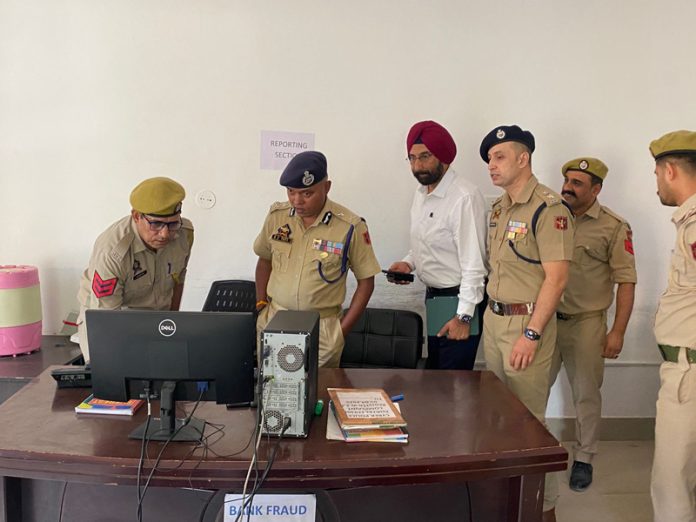 IGP Jammu Bhim Sen Tuti during inspection of Cyber Police Station Jammu on Saturday. IGP Jammu Bhim Sen Tuti during inspection of Cyber Police Station Jammu on Saturday.