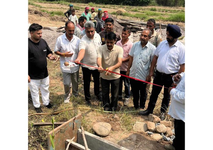 MLA Billawar, Satish Sharma inaugurating Field Channels in Gujroo Nagrota block, Kathua. MLA Billawar, Satish Sharma inaugurating Field Channels in Gujroo Nagrota block, Kathua.