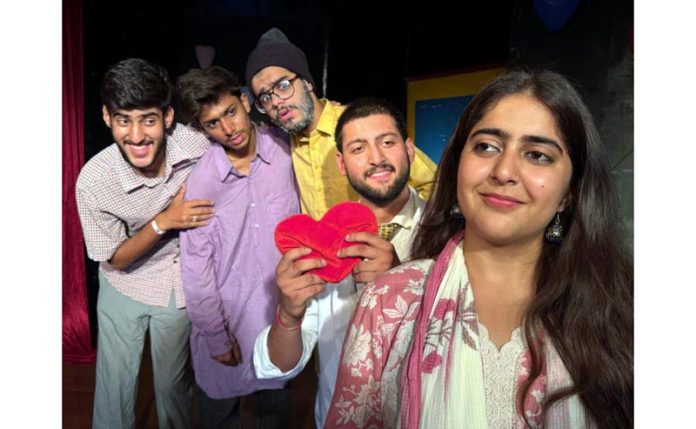 A scene from the play 'Prem Visheshagya' being staged in Jammu on Sunday.