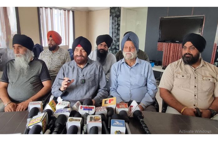 SUF Chairman S S Wazir addressing press conference in Jammu. SUF Chairman S S Wazir addressing press conference in Jammu.