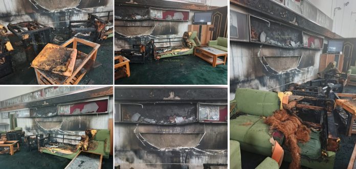 Fire Guts Lobby of J&K Assembly; Historic Photographs, Furniture Destroyed Fire Guts Lobby of J&K Assembly; Historic Photographs, Furniture Destroyed