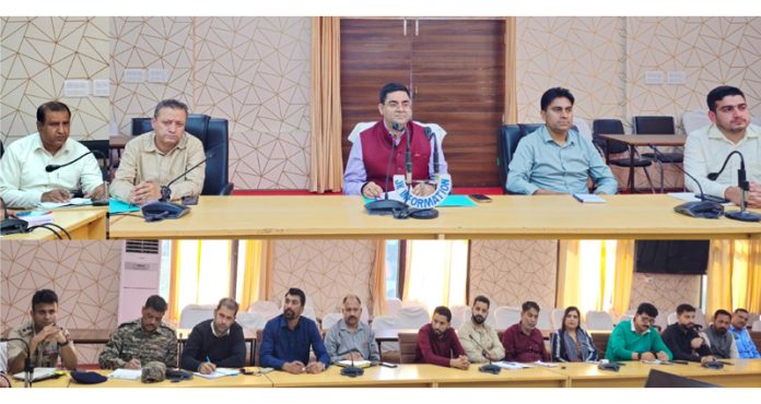 DC Kishtwar Rajesh Kumar Shavan chairing a meeting on Thursday. DC Kishtwar Rajesh Kumar Shavan chairing a meeting on Thursday.