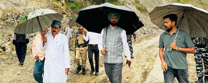 DC inspects road widening work on National Highway at Pul Doda