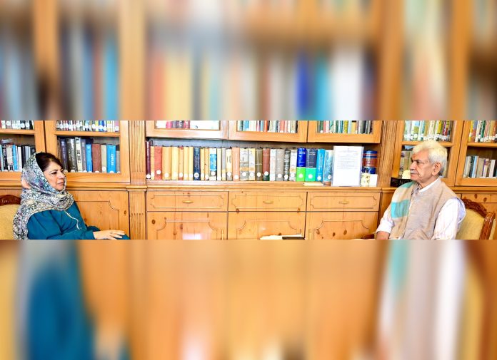 Former CM Mehbooba Mufti Meets LG Manoj Sinha