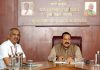 Union Minister Dr Jitendra Singh, flanked by Union Secretary Earth Sciences, shortly before leaving for France on Saturday.