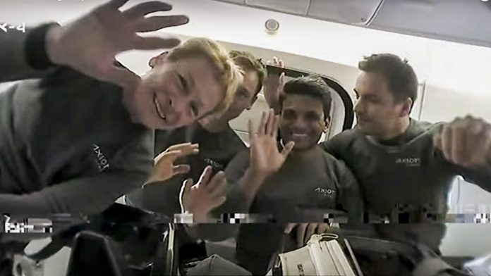 Axiom Mission 4 (Ax-4) crew at first in-flight event