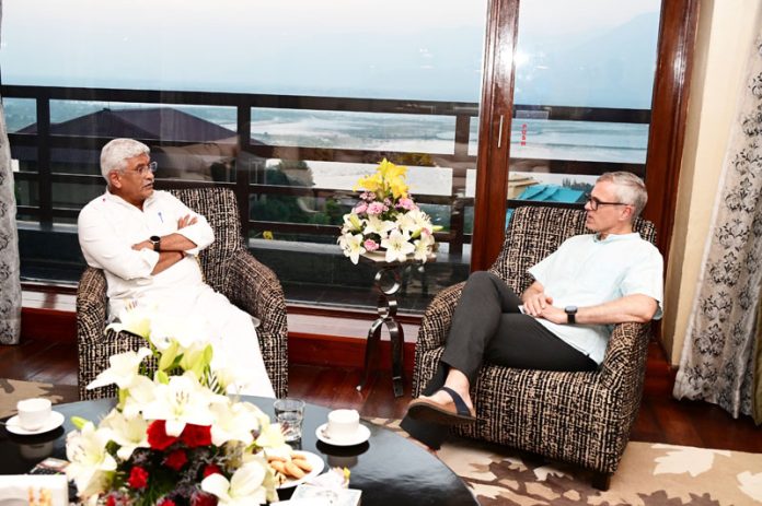CM Omar Abdullah in a meeting with Union Tourism Minister Gajendra Singh Shekhawat in Srinagar. CM Omar Abdullah in a meeting with Union Tourism Minister Gajendra Singh Shekhawat in Srinagar.