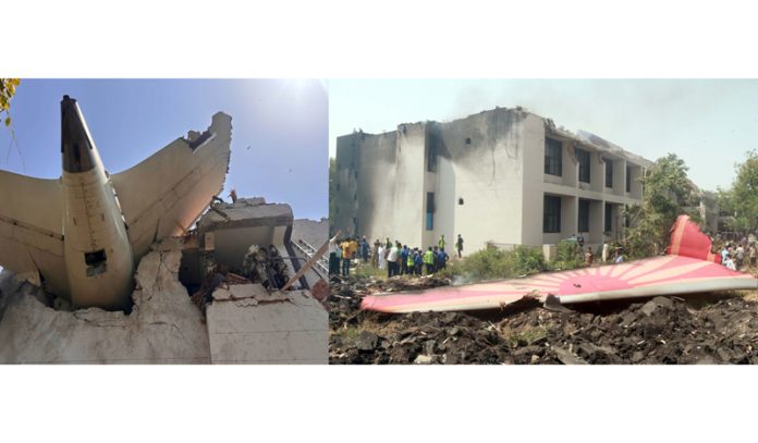 An Air India Boeing 787-8 Dreamliner carrying 242 passengers crashes shortly after taking off from Ahmedabad airport on Thursday. (UNI)