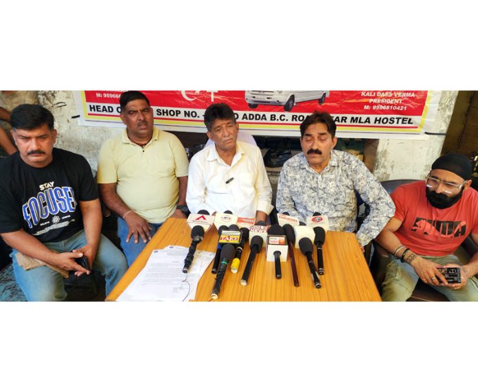 TTOU J&K office bearers during a press conference at Jammu. -Excelsior/Rakesh TTOU J&K office bearers during a press conference at Jammu. -Excelsior/Rakesh