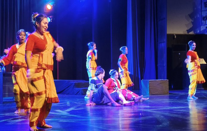 A scene from the play ‘Malik Kamaal Naukar Dhamaal’ staged at Jammu on Saturday.