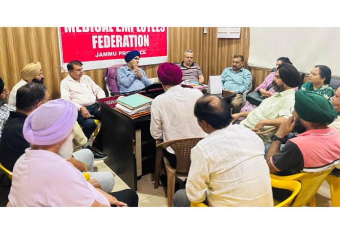 JKMEF members during a meeting in Jammu on Saturday.