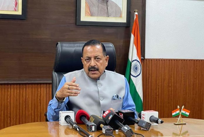 Union Minister Dr Jitendra Singh speaking to the media after successful docking of the Dragon spacecraft with the International Space Station (ISS) on Thursday. Union Minister Dr Jitendra Singh speaking to the media after successful docking of the Dragon spacecraft with the International Space Station (ISS) on Thursday.