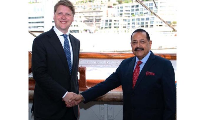 Union Minister Dr Jitendra Singh and Norway Minister of International Development, Åsmund Grover Aukrust exchanging formal greetings before the Union Minister Dr Jitendra Singh and Norway Minister of International Development, Åsmund Grover Aukrust exchanging formal greetings before the
